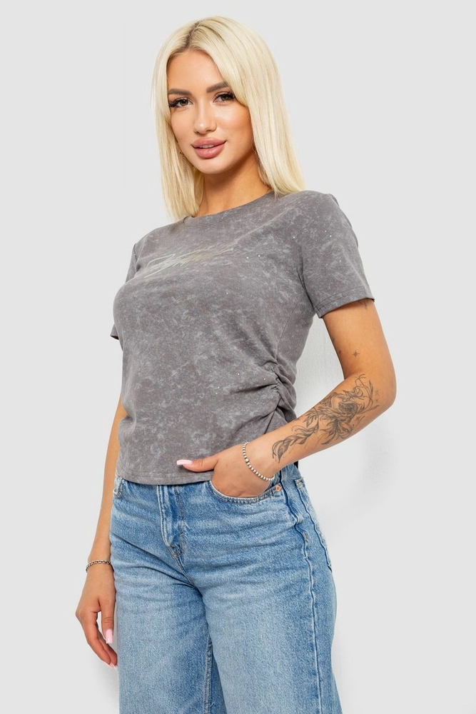 Купить Футболка женская с принтом, цвет серый, 221R3303 - Фото №3