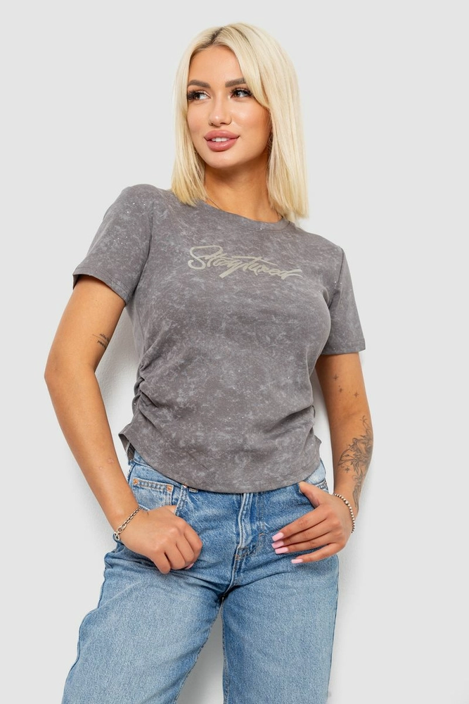 Купить Футболка женская с принтом, цвет серый, 221R3303 - Фото №1