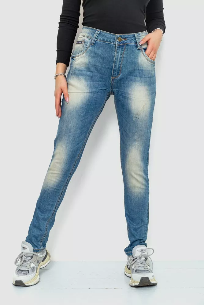 Купить Джинсы женские с потертостями, цвет синий, 244RS05 - Фото №1
