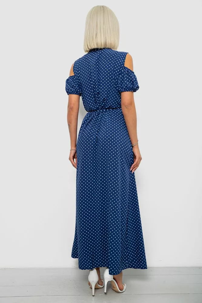Купить Платье женское на запах в горошек софт, цвет синий, 257R358-3 - Фото №4