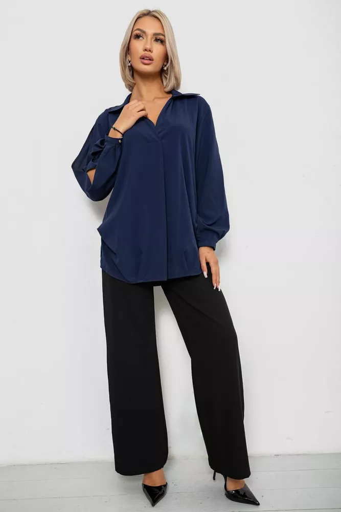 Купить Блуза однотонная, цвет синий, 230R1162 - Фото №2