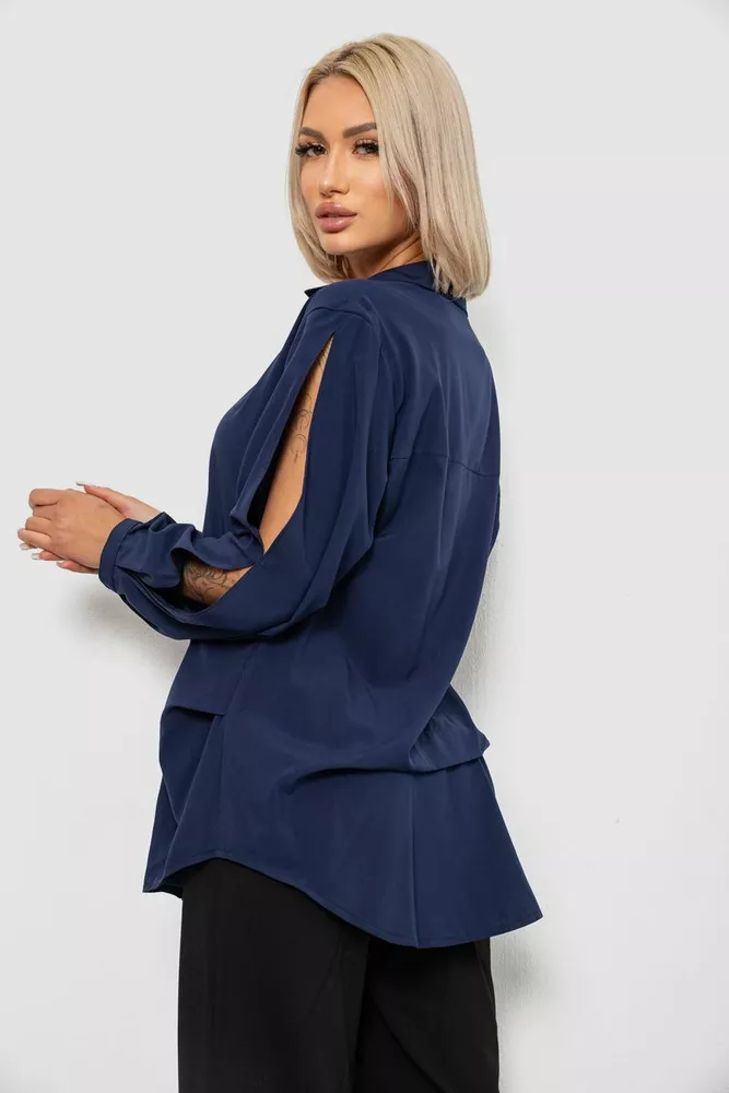 Купить Блуза однотонная, цвет синий, 230R1162 - Фото №4
