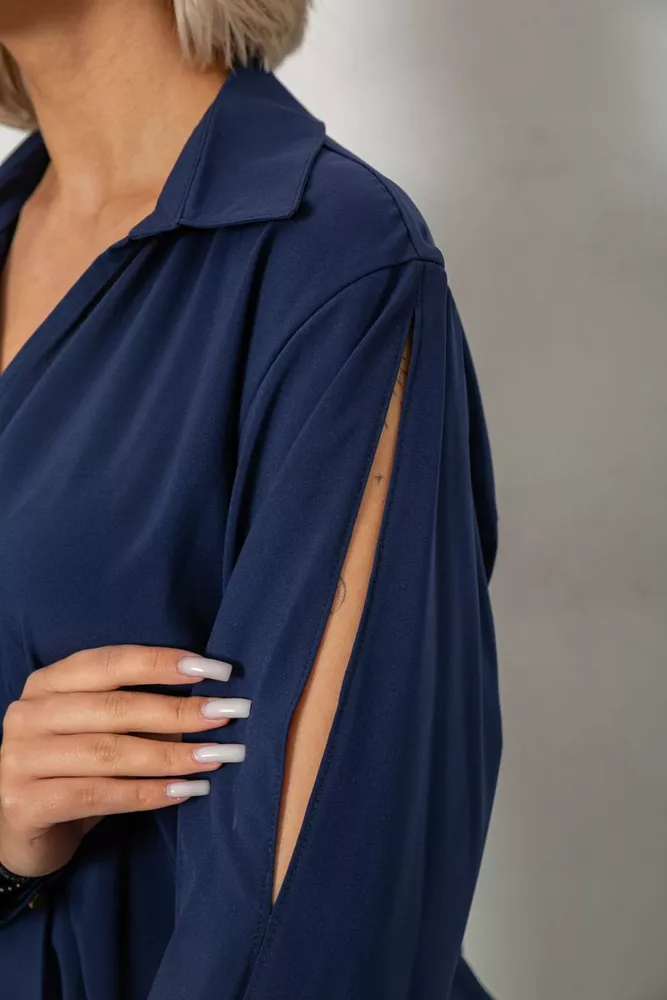 Купить Блуза однотонная, цвет синий, 230R1162 - Фото №5