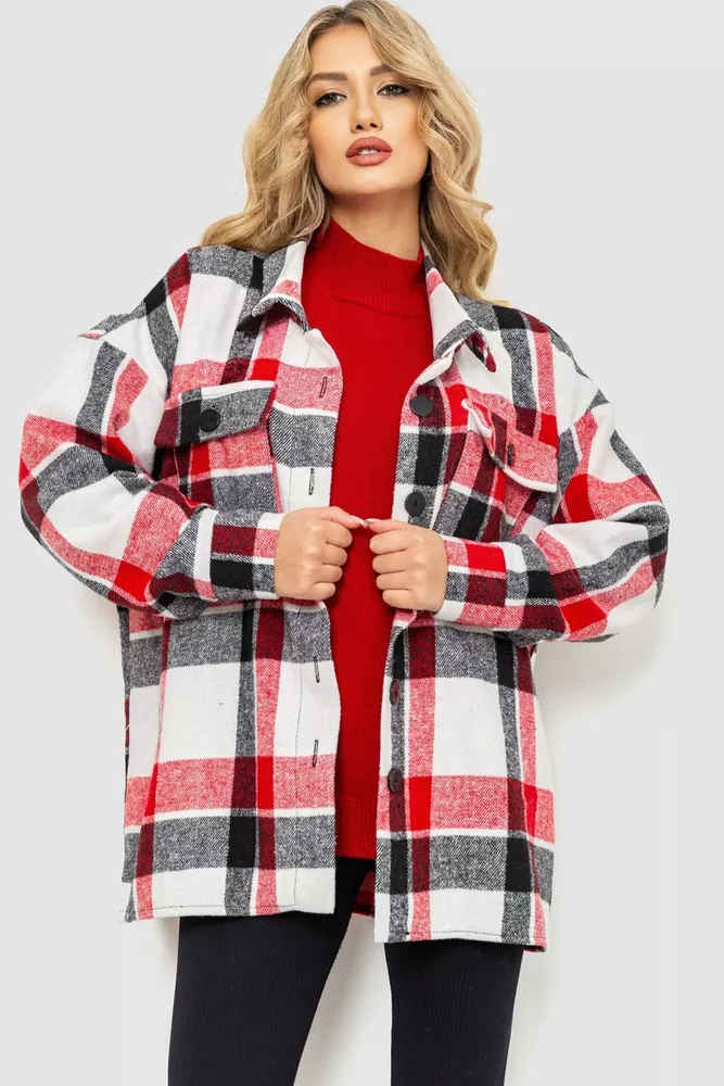 Купить Рубашка женская в клетку  -уценка, цвет красно-молочный, 182R036-U-10 - Фото №1