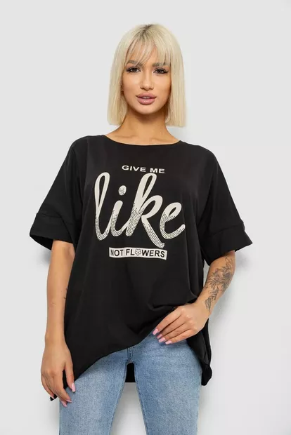 Футболка женская с принтом, цвет черный, 244R4023