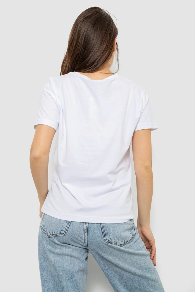 Купить Футболка женская однотонная, цвет белый, 244R2806 - Фото №4