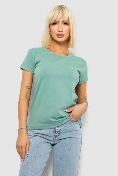 Футболка женская однотонная, цвет оливковый, 244R2806