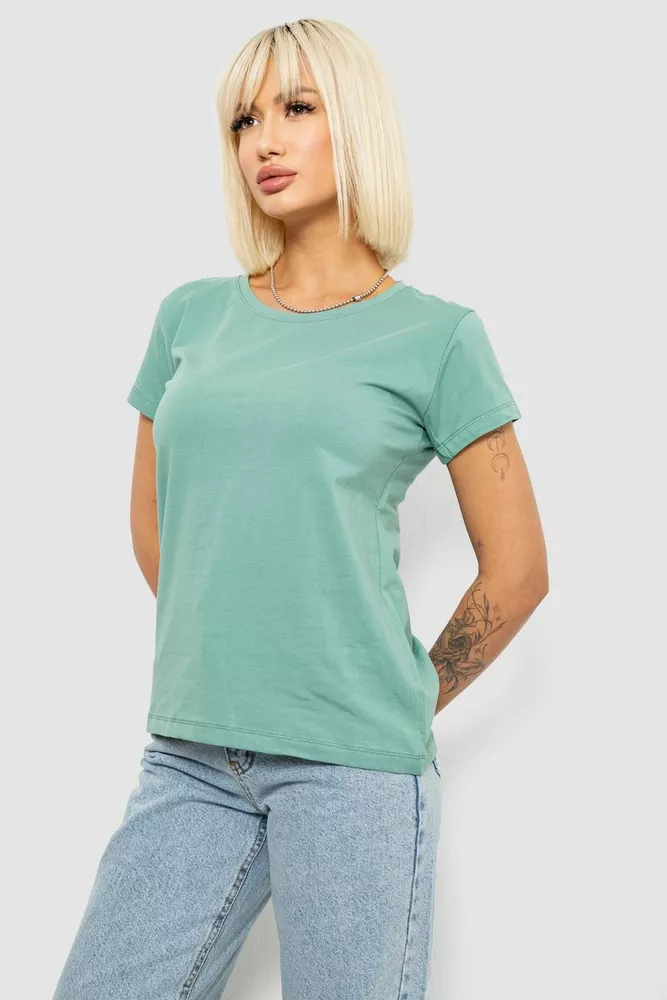 Купить Футболка женская однотонная, цвет оливковый, 244R2806 - Фото №3