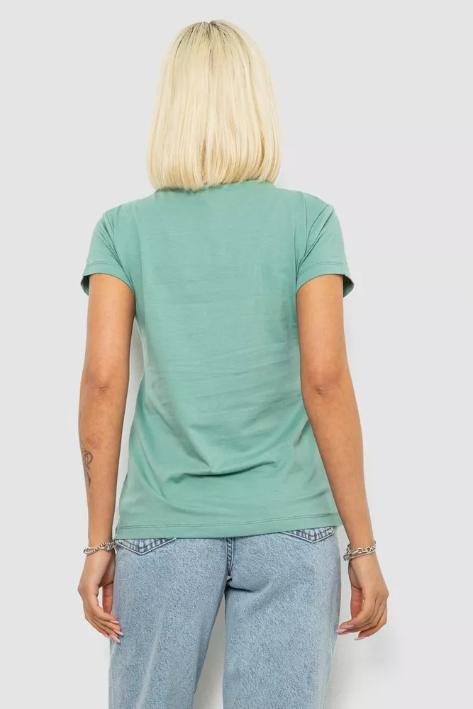 Купить Футболка женская однотонная, цвет оливковый, 244R2806 - Фото №4