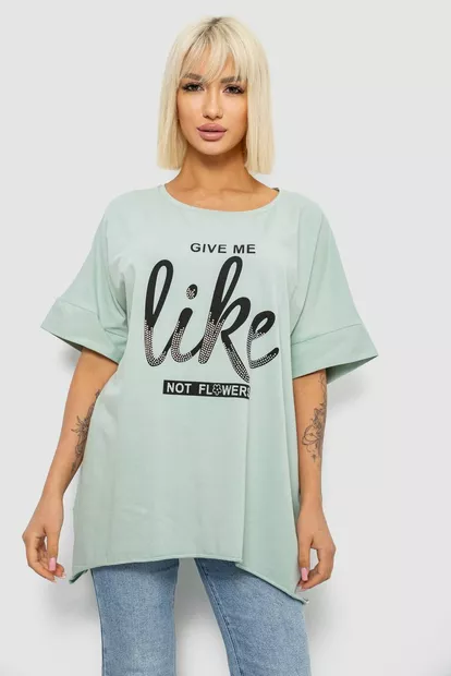 Футболка женская с принтом, цвет оливковый, 244R4023