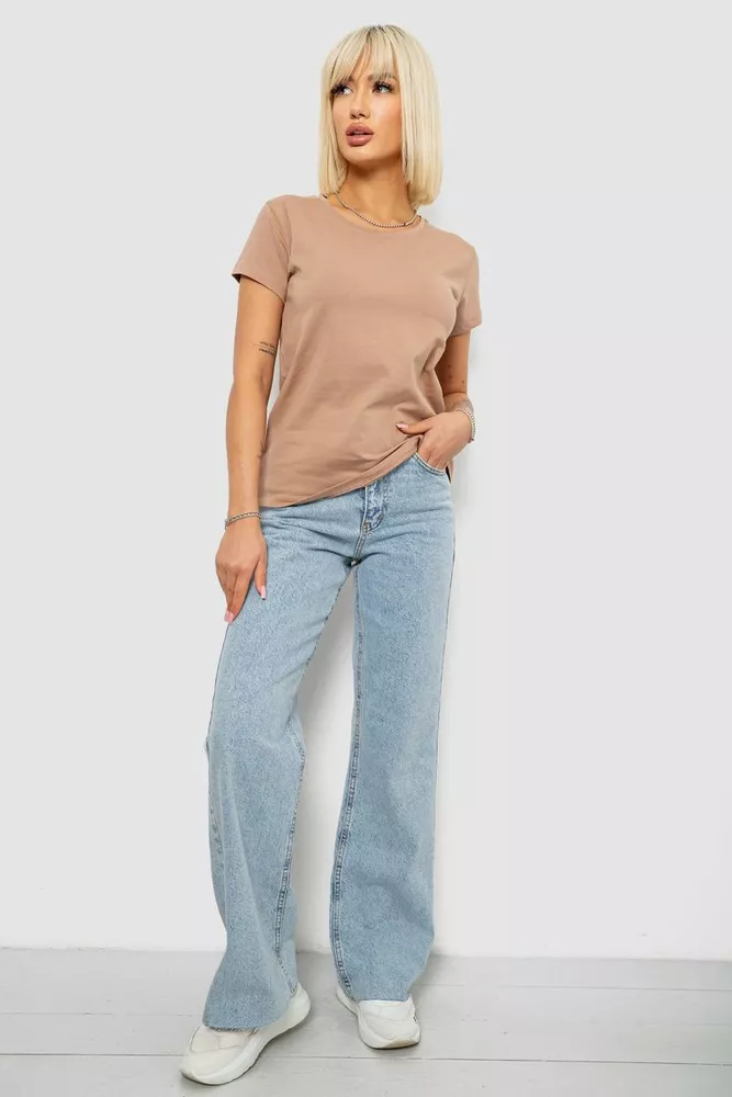 Купить Футболка женская однотонная, цвет бежевый, 244R2806 - Фото №2