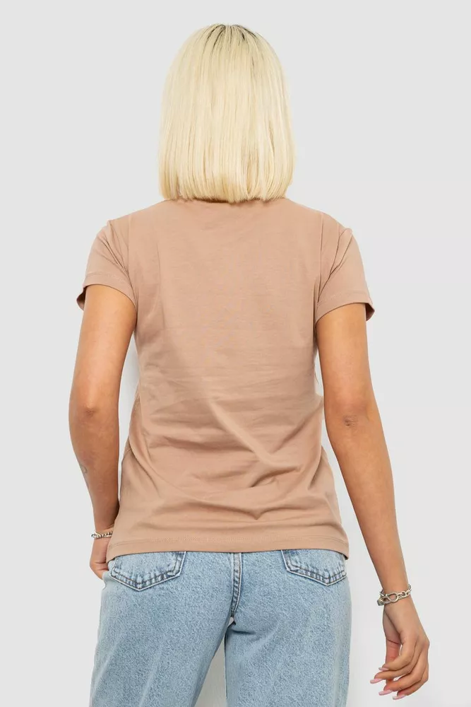 Купить Футболка женская однотонная, цвет бежевый, 244R2806 - Фото №4