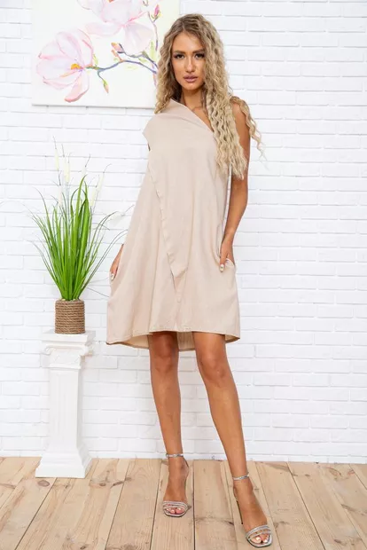 Бежева сукня, на одне плече, 131R8810