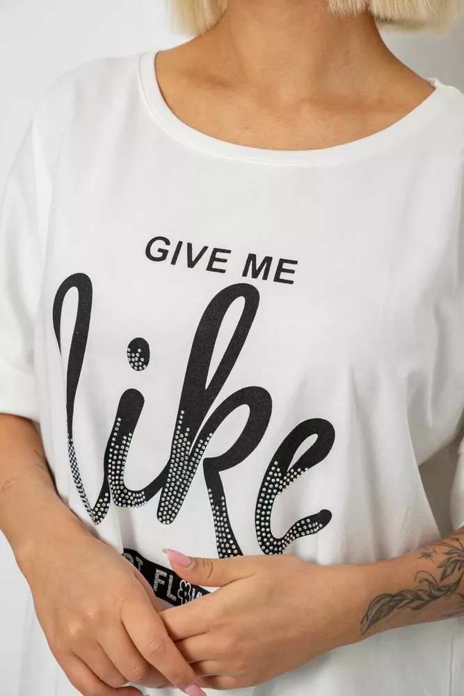 Купить Футболка женская с принтом, цвет молочный, 244R4023 - Фото №5