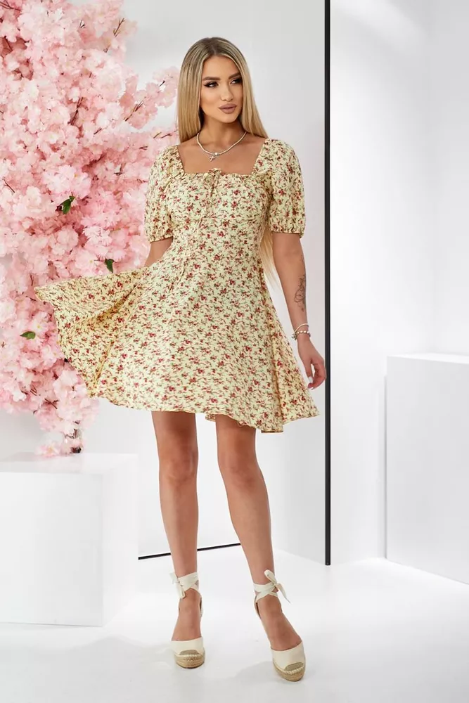 Купить Платье женское с принтом софт, цвет персиковый, 257R811 - Фото №3