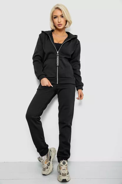 Спортивный костюм женский на флисе, цвет черный, 257R86