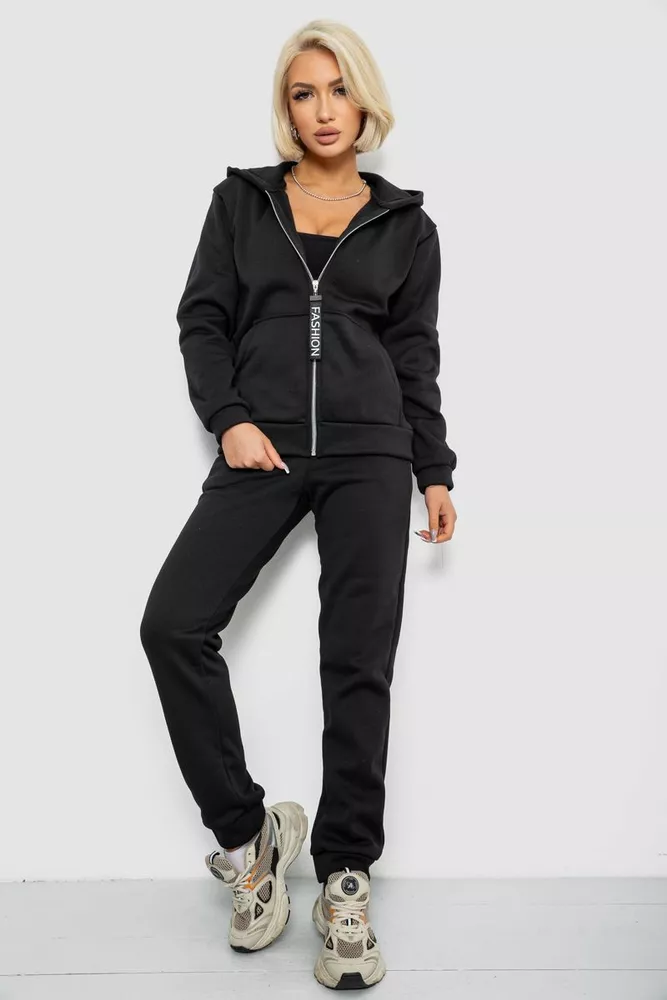 Купить Спортивный костюм женский на флисе, цвет черный, 257R86 - Фото №1