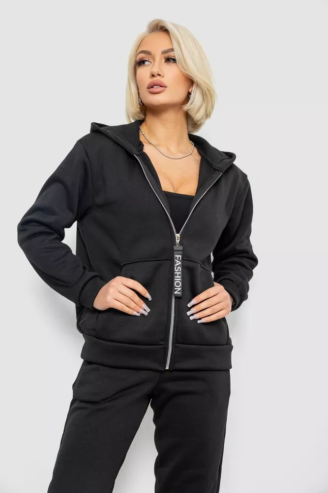 Купить Спортивный костюм женский на флисе, цвет черный, 257R86 - Фото №2