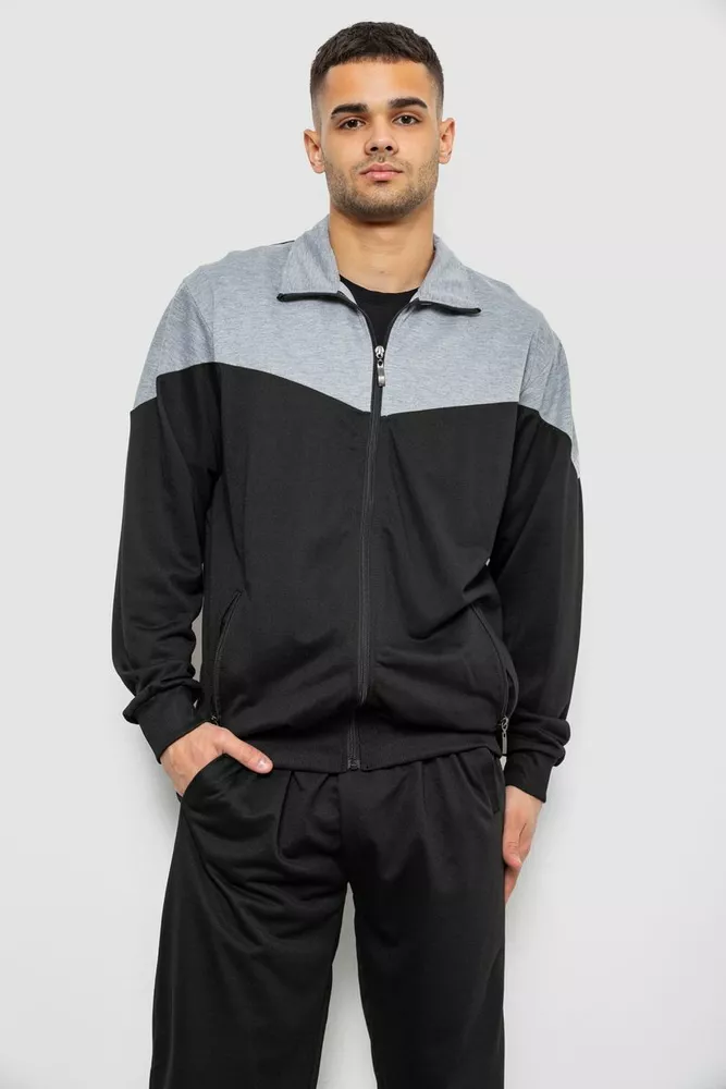 Купити Спортивний костюм чоловічий двонитка, колір чорний, 244RY-961 - Фото №2