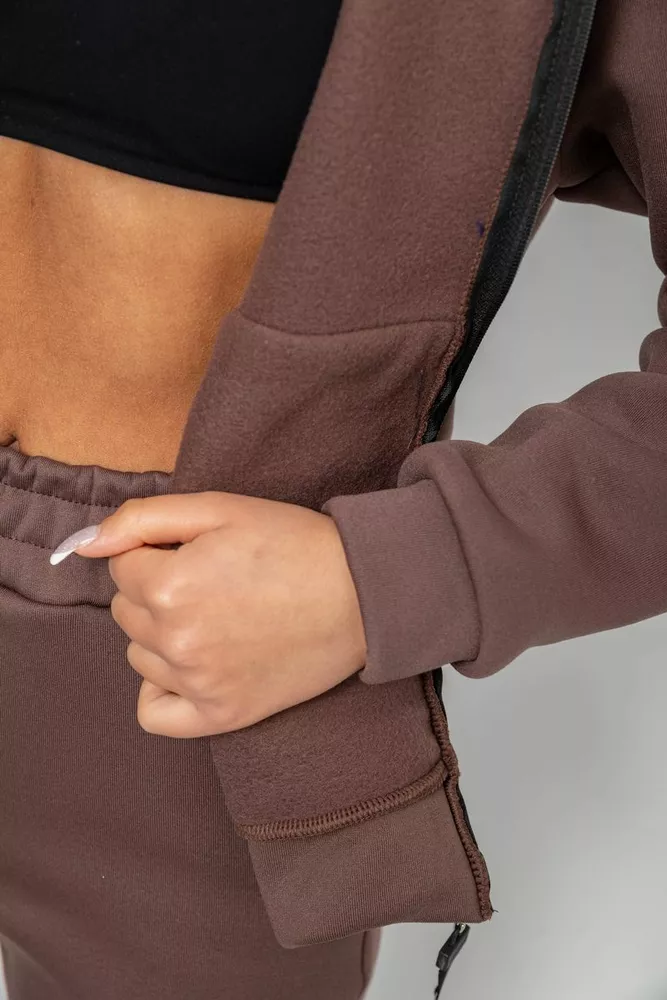 Купить Спортивный костюм женский на флисе, цвет темно-коричневый, 257R86 - Фото №6