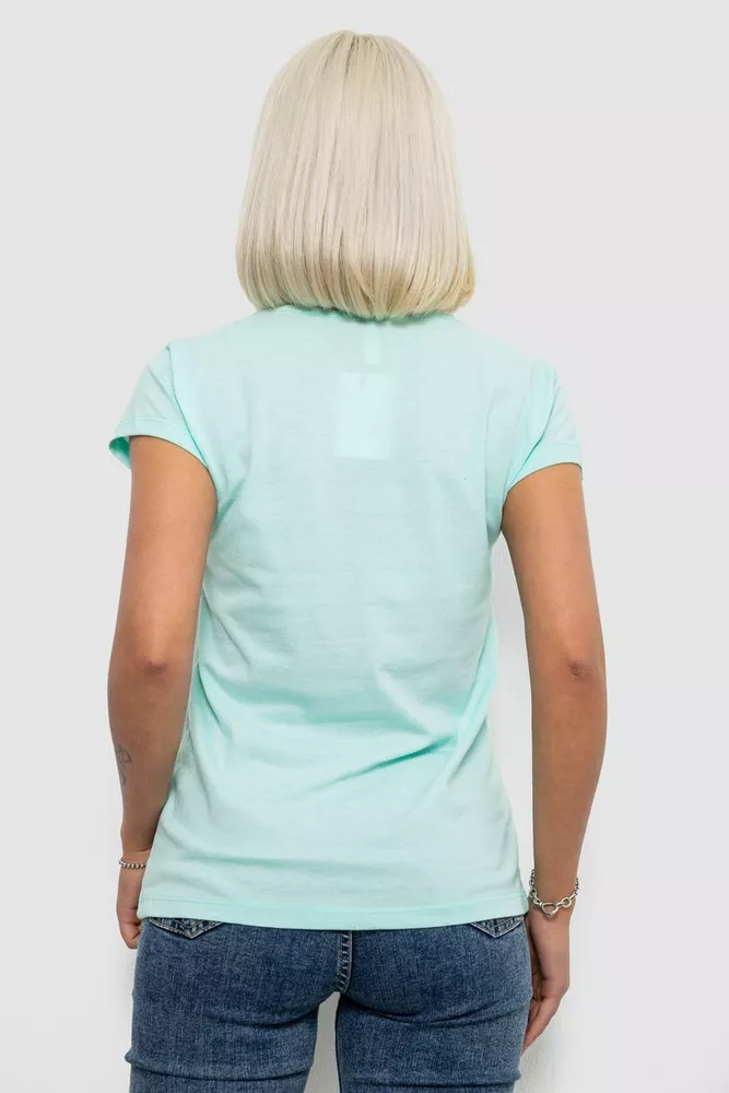 Купити Футболка жіноча з патріотичним принтом, колір м'ятний, 244R2213-1 - Фото №4