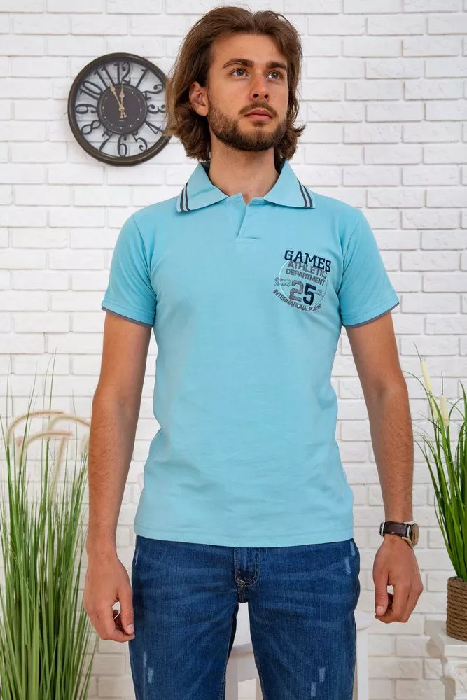Купить Мужское поло светло-голубого цвета 167R140-1 - Фото №1