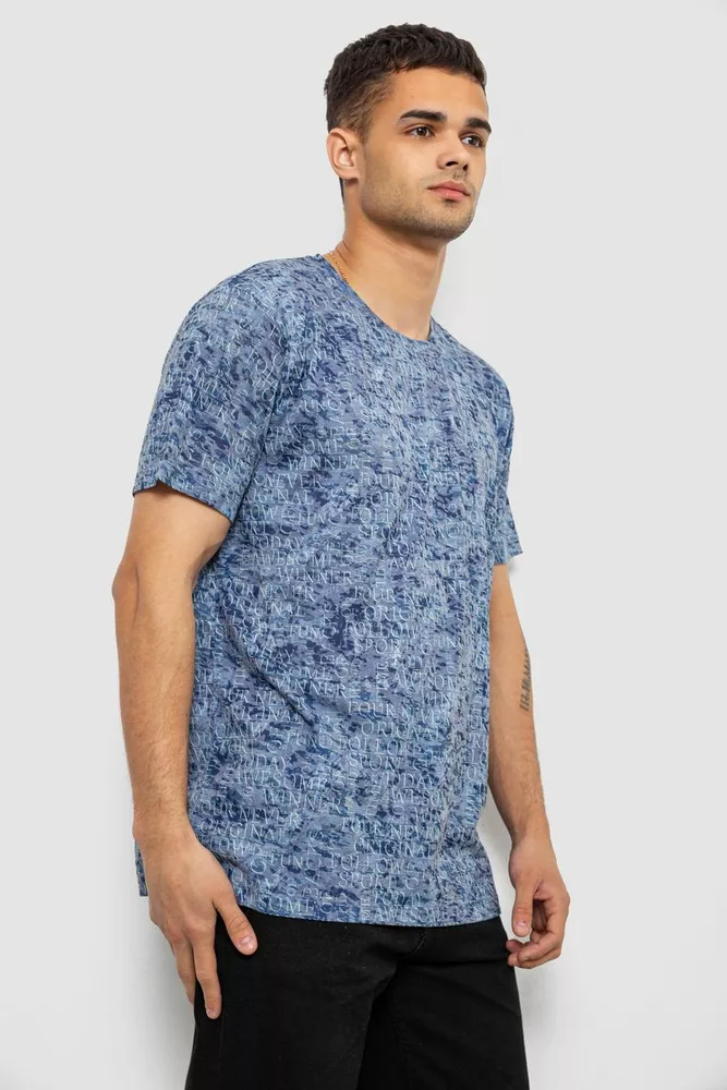 Купити Футболка чоловіча з принтом, колір джинс, 244R5524 - Фото №3