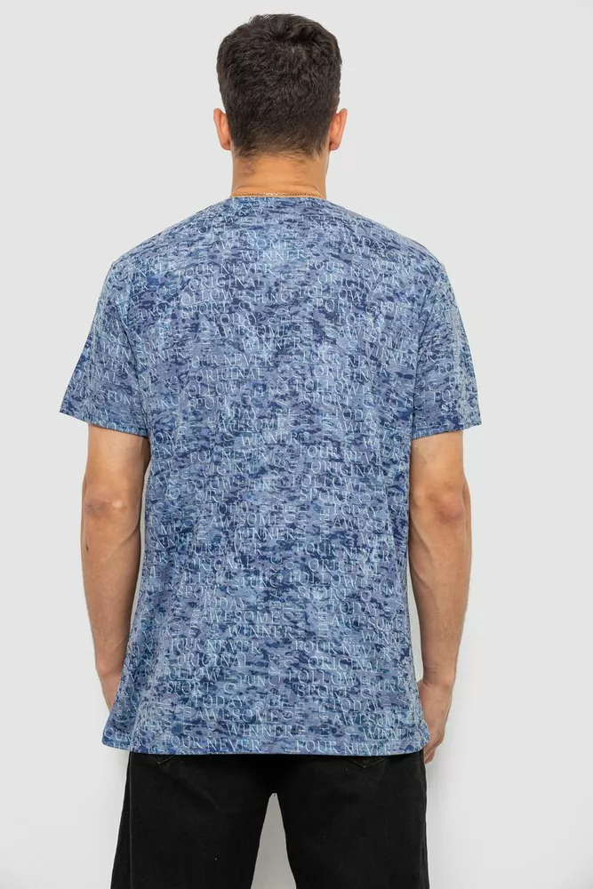 Купити Футболка чоловіча з принтом, колір джинс, 244R5524 - Фото №4
