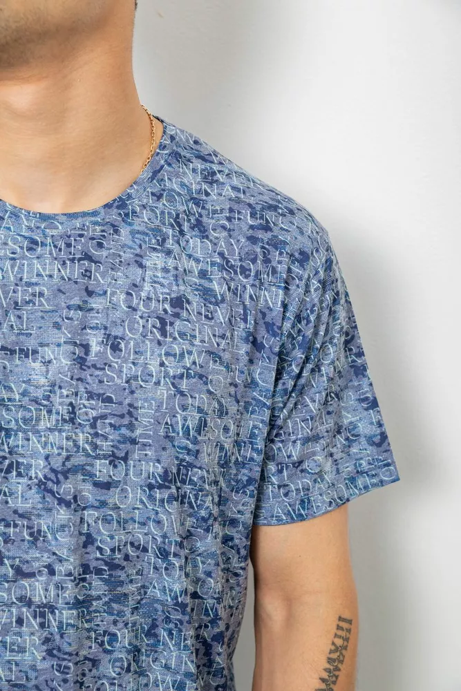 Купити Футболка чоловіча з принтом, колір джинс, 244R5524 - Фото №5