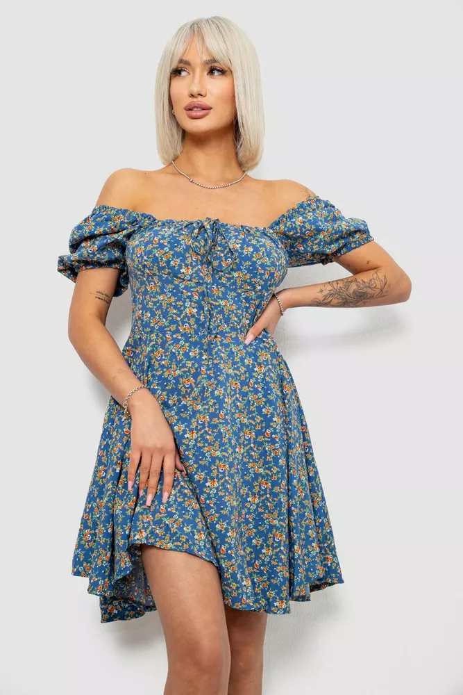 Купить Платье женское с принтом софт, цвет джинс, 257R811 - Фото №1