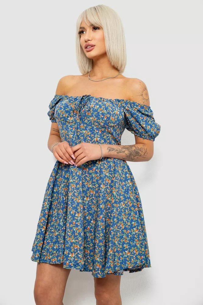 Купить Платье женское с принтом софт, цвет джинс, 257R811 - Фото №3