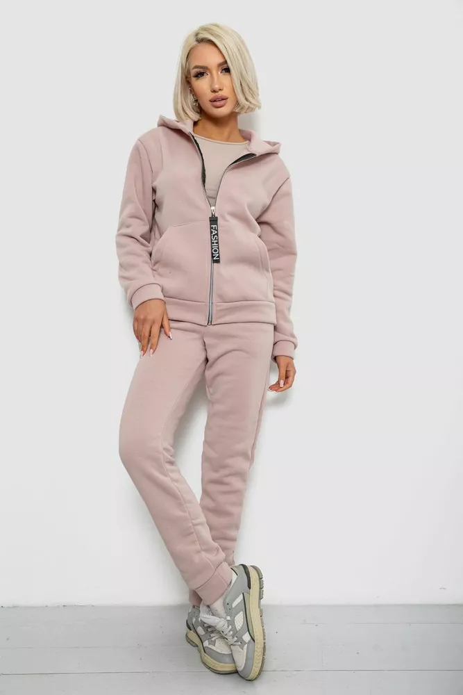 Купить Спортивный костюм женский на флисе, цвет пудровый, 257R86 - Фото №1