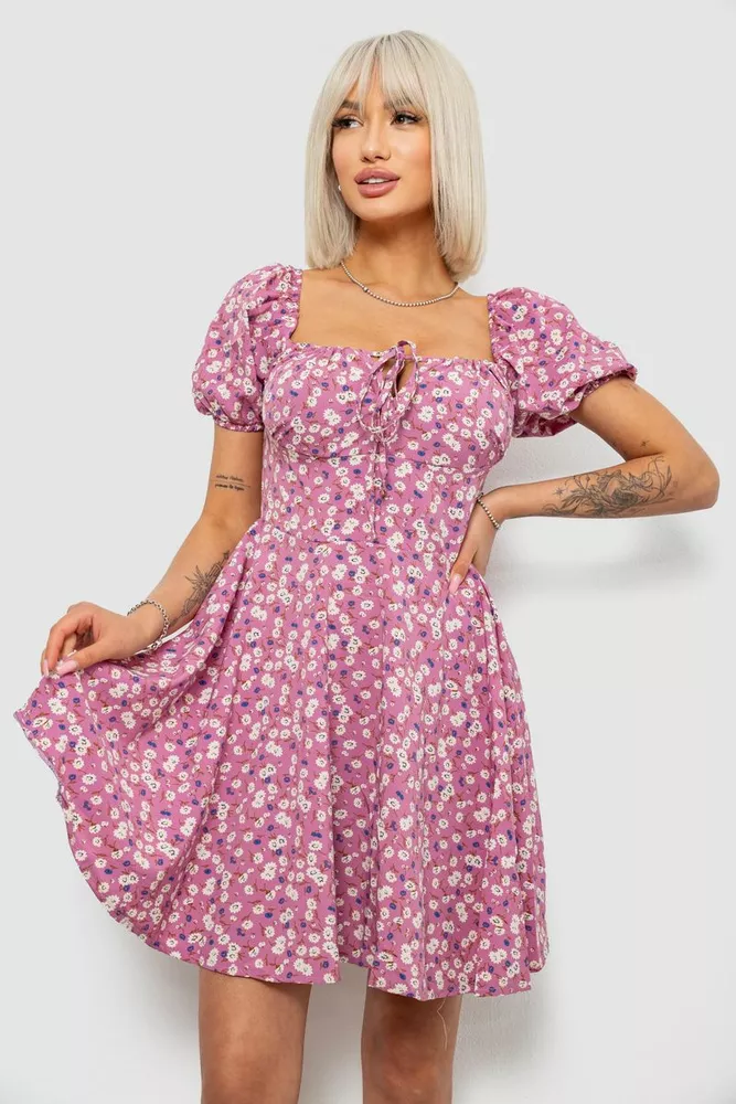 Купить Платье женское с принтом софт, цвет пудровый, 257R811 - Фото №1