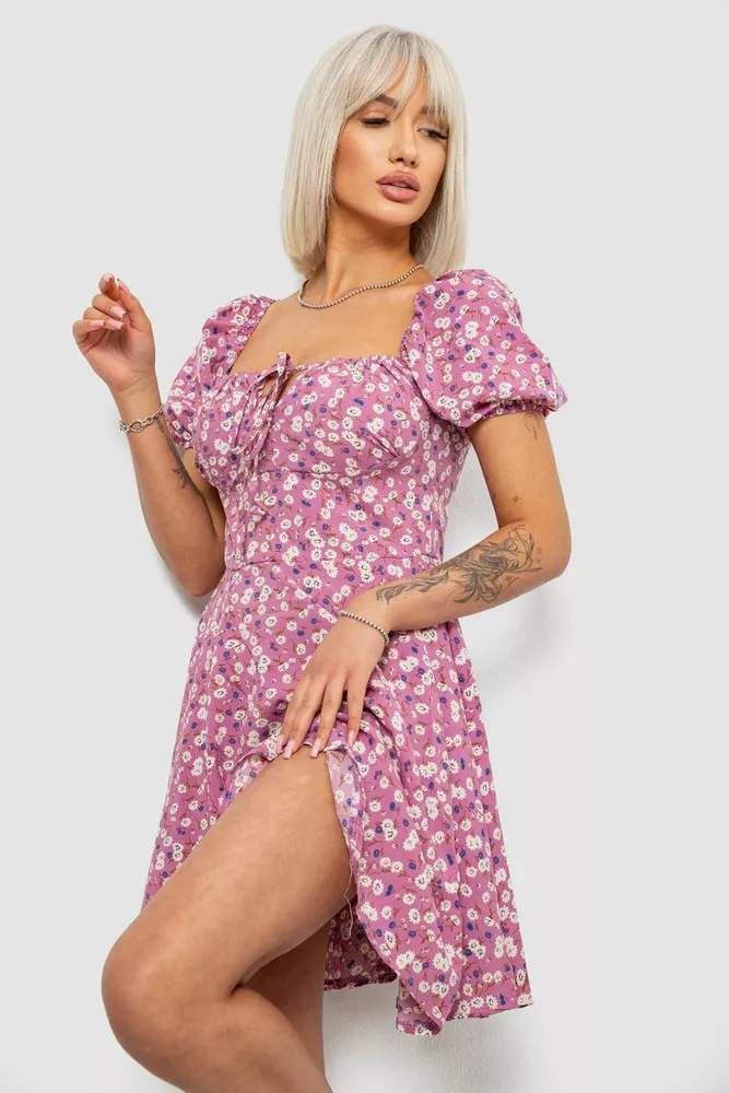 Купить Платье женское с принтом софт, цвет пудровый, 257R811 - Фото №3