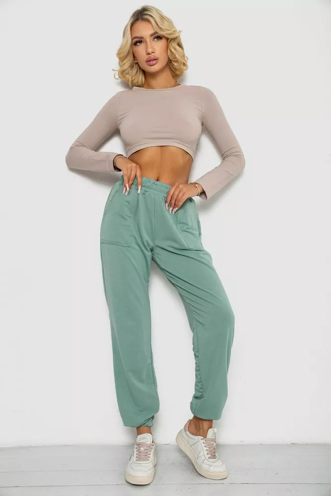 Купити Спортивні штани жіночі  -уцінка, колір оливковий, 238R347-1-U-1 - Фото №2