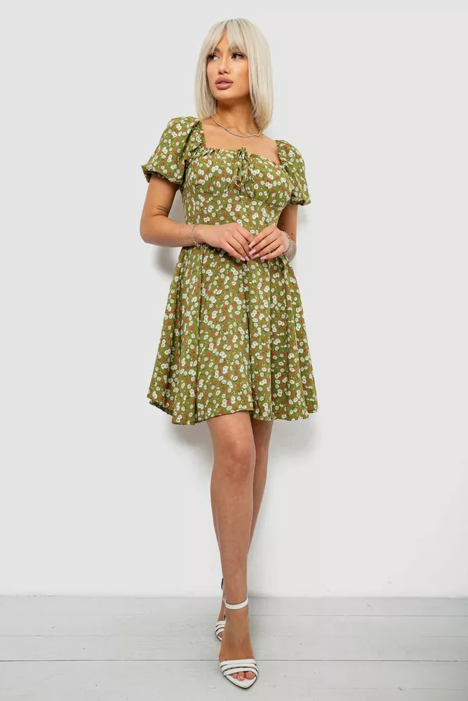 Купить Платье женское с принтом софт, цвет оливковый, 257R811 - Фото №2