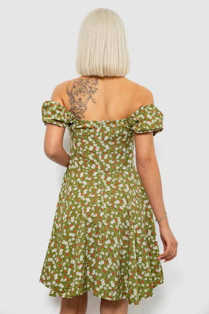 Купить Платье женское с принтом софт, цвет оливковый, 257R811 - Фото №4