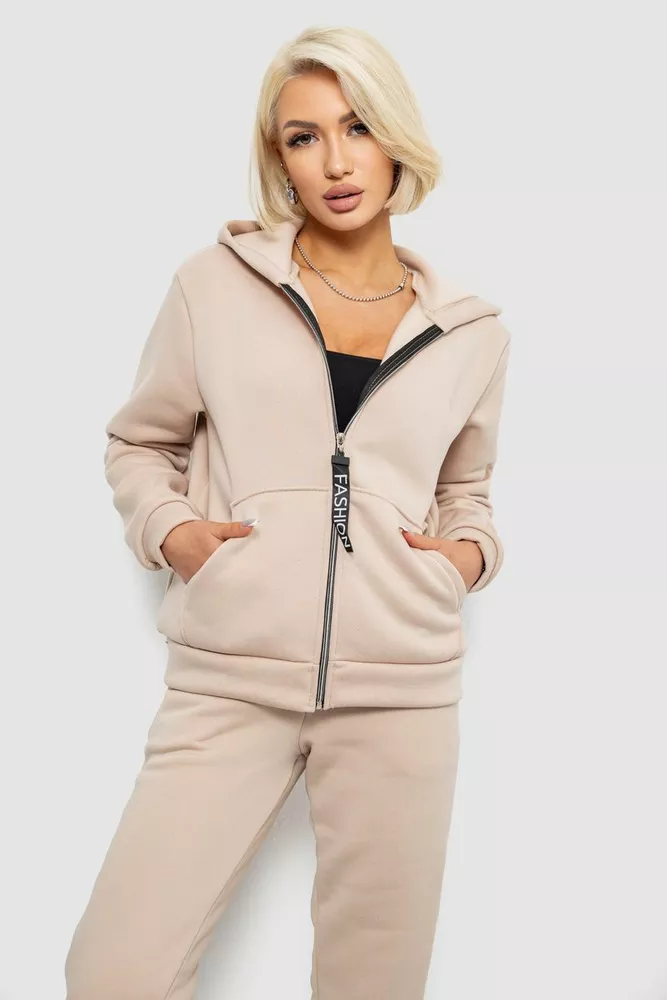 Купить Спортивный костюм женский на флисе, цвет бежевый, 257R86 - Фото №2