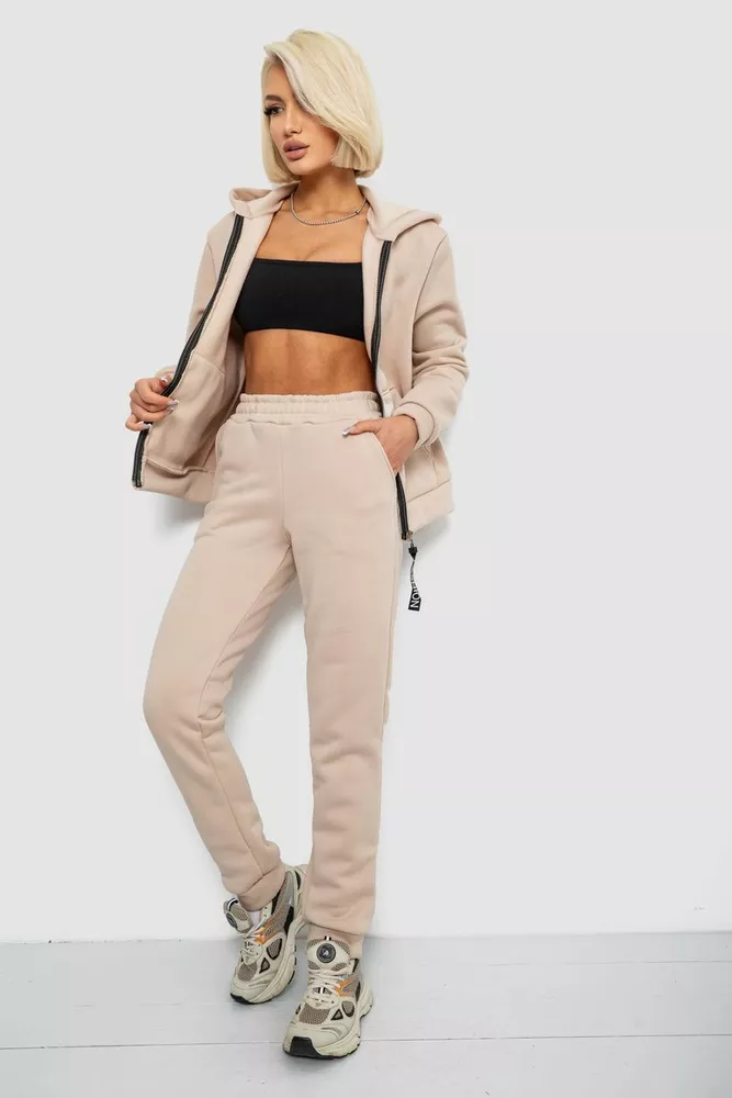 Купить Спортивный костюм женский на флисе, цвет бежевый, 257R86 - Фото №3