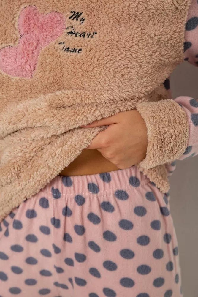 Купить Пижама женская махра  -уценка, цвет бежевый, 238R9362-U - Фото №5