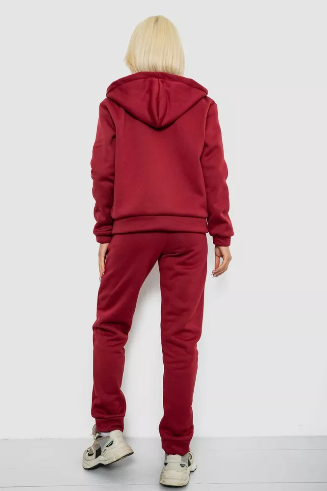 Купить Спортивный костюм женский на флисе, цвет бордовый, 257R86 - Фото №4