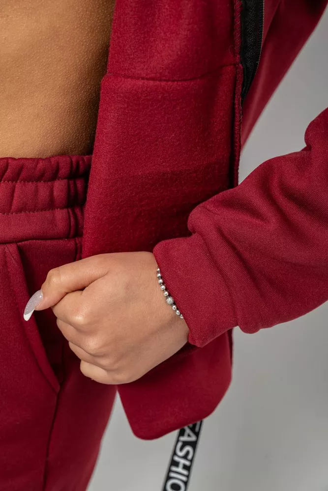 Купить Спортивный костюм женский на флисе, цвет бордовый, 257R86 - Фото №6