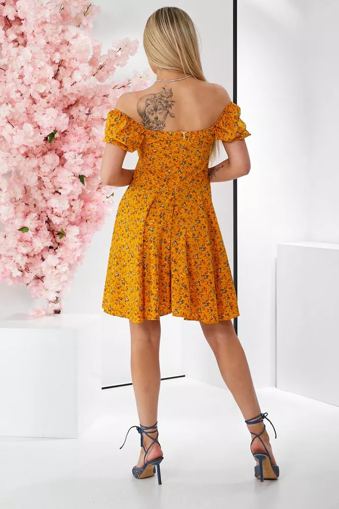 Купить Платье женское с принтом софт, цвет горчичный, 257R811 - Фото №5