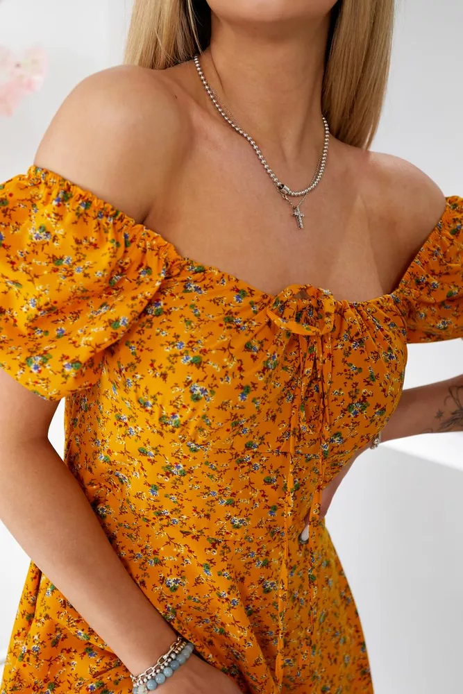 Купить Платье женское с принтом софт, цвет горчичный, 257R811 - Фото №7