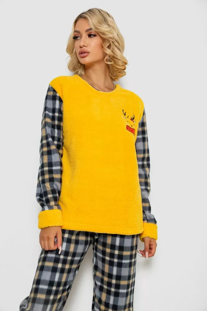 Купити Піжама жіноча махра  -уцінка, колір жовтий, 238R9283-U - Фото №2