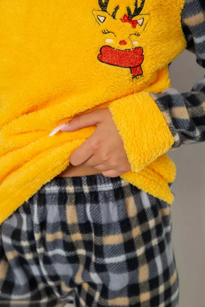 Купити Піжама жіноча махра  -уцінка, колір жовтий, 238R9283-U - Фото №5