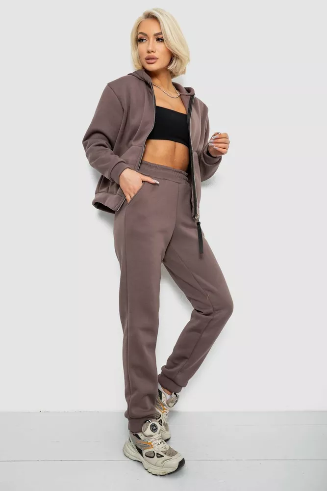 Купить Спортивный костюм женский на флисе, цвет коричневый, 257R86 - Фото №3