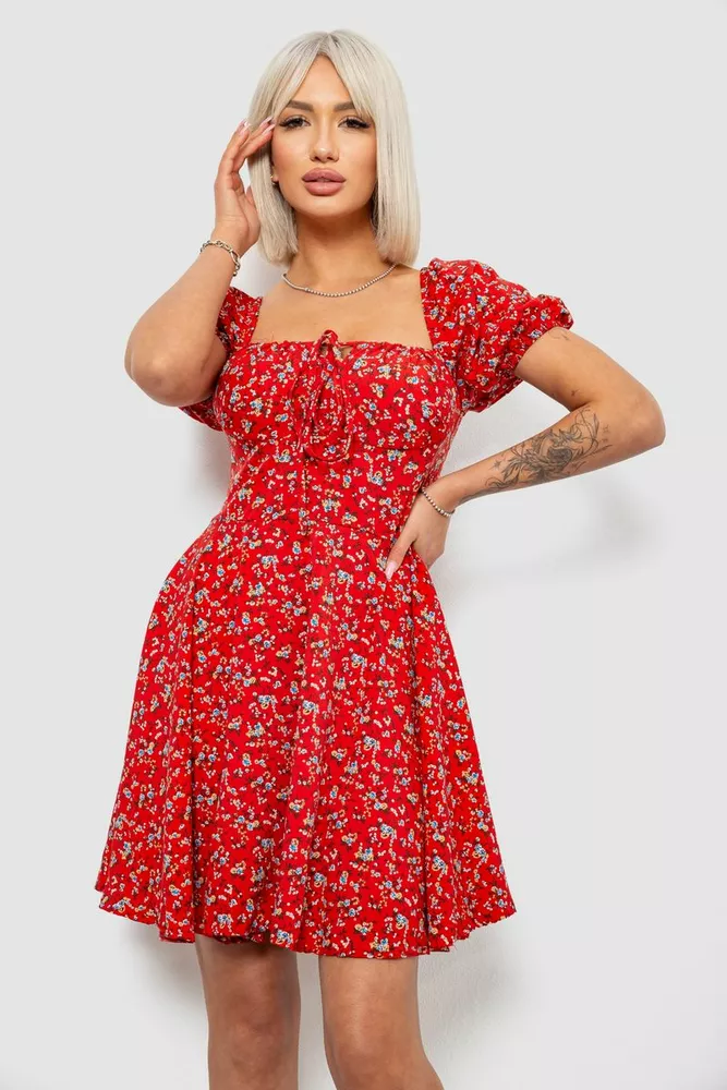 Купить Платье женское с принтом софт, цвет красный, 257R811 - Фото №1