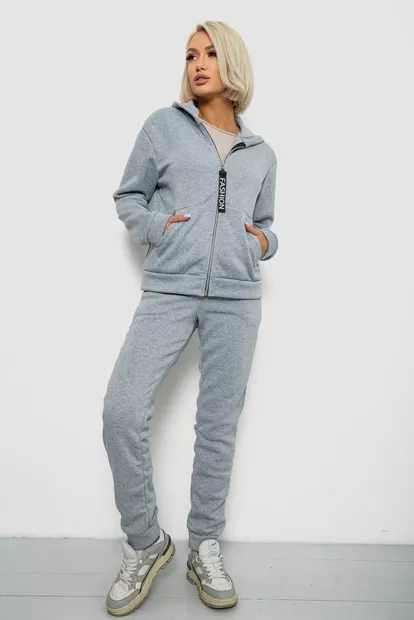 Спортивный костюм женский на флисе, цвет светло-серый, 257R86