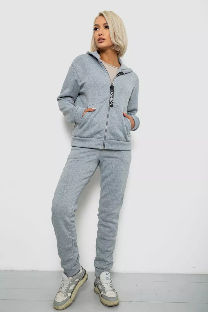 Купить Спортивный костюм женский на флисе, цвет светло-серый, 257R86 - Фото №1